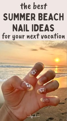 This post has 35 Summer Beach Nail Ideas. From cute little seashells to blue waves and turtles there will surely be some amazing inspo for your next summer vacation manicure! Summer Nails Beach Vibes, White Beach Nails Vacation, Nail Ideas For Hawaii Vacation, Beachy Gel Nails, Vacation Nails Summer, Summer Cruise Nails, Nails For The Beach, Summer Beach Nails, Short Beach Nails