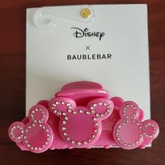 Brand New Pink Mickey Mouse Disney Baublebar Disney Silhouette Claw Clip Disney Hair Clips, Disney Baublebar, Gold Beaded Headband, Pink Mickey Mouse, Pearl Barrette, Beaded Headpiece, Disney Silhouette, Disney Hair, Tortoise Hair