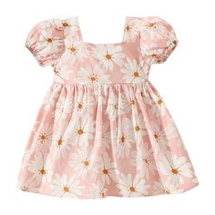 Occasion: Any occasion Gender: Girls Pattern type: Floral Sleeve type: Short Sleeve If you have any questions, please feel to contact us Size chart: Size:5 Recommended age:6-12 Months Bust:51cm/20.08'' Length:41cm/16.14'' Size:7 Recommended age:12-18 Months Bust:53cm/20.87'' Length:43cm/16.93'' Size:9 Recommended age:18-24 Months Bust:55cm/21.65'' Length:46cm/18.11'' Size:11 Recommended age:2-3 Years Bust:57cm/22.44'' Length:48cm/18.90'' Color: Pink.  Gender: female.  Age Group: infant. Toddler Spring Dress, Toddler Summer Outfits, Toddler Girl Summer, Toddler Girl Shorts, Rompers For Kids, Kid Clothes, Girl Princess Dress