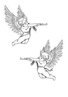 Cupid Leg Tattoo, Cherub Tattoo, Tattoo Hand, Sketch Tattoo Design, Line Art Tattoos