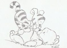 a drawing of winnie the pooh and tigger