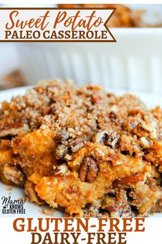 a close up of a plate of food with bread crumbs and nuts on it