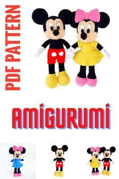 an image of two stuffed animals that are in the shape of mickey and minnie mouse