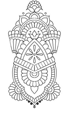 a black and white drawing of an ornate design