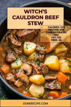 a bowl filled with stew and potatoes on top of a table