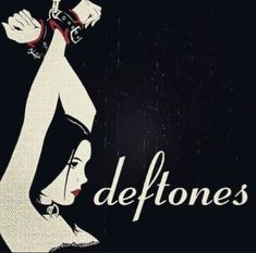 an advertisement for deftones with a woman holding a bottle