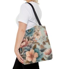 Introducing our Tote Bag The Vintage Flowers pattern, AOP Tote Bag is the perfect blend of practicality and high-quality craftsmanship. Available in three convenient sizes, this versatile bag is designed to meet all your needs. Whether you're heading to the beach or exploring the town, our Tote Bag combines comfort and style seamlessly with its eye-catching all-over print. Crafted from durable materials, this bag ensures long-lasting use, accompanying you through multiple seasons. Its reliable construction and timeless appeal make it a must-have for your everyday adventures. Made from 100% Polyester, our Tote Bag features boxed corners for added durability. The black cotton handles provide a comfortable grip, while the black lining adds a touch of sophistication. With a size tolerance of 0 Flowers Tote Bag, Bags Game, Flowers Tote, Vintage Tote Bag, Flowers Pattern, Everyday Bag, Medium Bags, Vintage Flowers, Small Bags