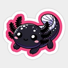 a sticker with an image of a black fish