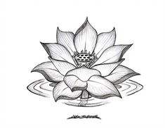 a drawing of a lotus flower on a white background