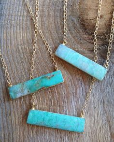 Gold edged Chrysoprase Bar Necklace by joydravecky on Etsy boho jewelry, handmade jewelry Bar Necklace Ideas, Necklace Ideas, Pearl Bridal, Ear Rings, Bridal Jewellery, Wrapped Pendant, Pretty Jewellery, Jewelry Diy, Mind Blowing