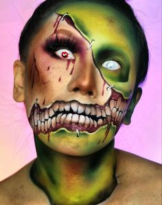 Zombie Face Paint, Red Swan, Creative Halloween Makeup, Zombie Face, Face Paint Makeup, Zombie Makeup