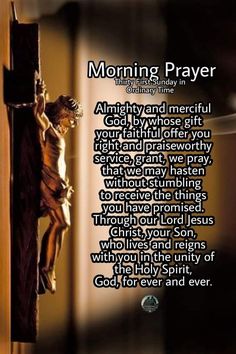 a crucifix with the words morning prayer