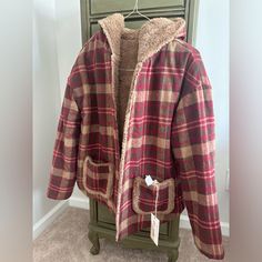 Super Cute Plaid Reversible Jacket. Brand New With Tags. Rusty Red With Brown And Tans. Faux Fur On Other Side. See Pic. Size Med. Reversible Jacket, Plaid Jacket, Faux Fur, Jackets & Coats, Jackets For Women, Super Cute, Plaid, Brand New, Tags