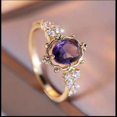 Elegant Egg-Shaped Promise Ring With Purple Zirconia Inlay Fashion Ring New Available In Sizes 6, 7, 8, 9, 10 Diamond Rings With Jeweled Details, Diamond Jeweled Rings, Jeweled Diamond Rings, Elegant Jeweled Crystal Ring For Wedding, Elegant Jeweled Crystal Ring For Formal Occasions, Elegant Formal Jeweled Crystal Ring, Jeweled Diamond Ring For Anniversary, Diamond Jeweled Rings For Anniversary, Oval Crystal Ring With Sparkling Stones For Anniversary