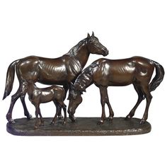 Give your room a western update with the Remington Horse Family Sculpture. Crafted with beautiful detail and a rich, hand-applied finish, this tabletop sculpture makes an amazing accent. Hand-cast resin 7"W x 17"D x 11"H Bronze finish Made in the USA Mountain Cabin Decor, Western Sculpture, Transitional Style Decor, Horse Family, Beautiful Sculptures, Family Sculpture, Frederic Remington, Black Forest Decor, Cowboy Decorations