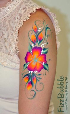 M Floral Face Paint, Mum And Daughter Tattoo, Face Paint Easy, Purple Rose Tattoos, Flower Tat