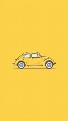 an old yellow car on a yellow background with the word volkswagen written in black and white