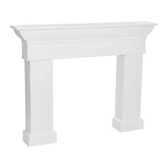 a white fireplace mantel sitting on top of a white floor