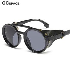 Elevate your style with the CCSpace Men's Full Rim Round Resin Double Bridge Frame Sunglasses 45746. Designed with a nod to Steam Punk fashion, these sunglasses are the perfect accessory for the modern man. The round resin frames add a touch of retro flair, while the double bridge design adds a contemporary twist. Embrace your adventurous side with these statement sunglasses that exude confidence and style. With UV400 protection, these sunglasses not only shield your eyes from harmful UV rays, b Goggles Sunglasses Women, Shades Eyewear, Steampunk Leather, Steampunk Goggles, Steampunk Women, Victorian Aesthetic, Steampunk Sunglasses, Vintage Punk, Shield Sunglasses