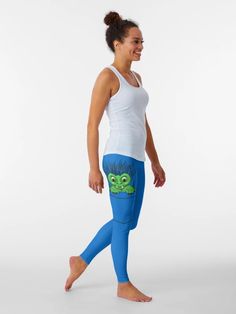 "Green Monster Alligator With Blue Hair- Monster In My Pocket" Leggings for Sale by MaritzaGoodIdea | Redbubble Hair Monster, Green Monster, Green Monsters, Pocket Leggings, Blue Hair, Alligator