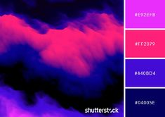 the color scheme is blue, pink and purple with black clouds in the bottom left corner