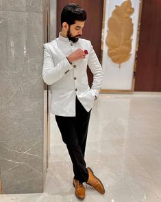 White Jodhpuri Suit Men, White Jodhpuri, Wedding Sherwani For Groom, Indian Wedding Sherwani, Achkan For Men, Traditional Indian Mens Clothing, Singh Wallpapers, Sherwani For Groom