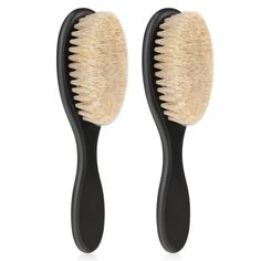 Professional Barber Brush, 2 PCS Horse Bristle Fade Small, Product Details VALUE PACK - Each purchase includes 2 neck duster brushes for men with black handles and brown bristles, offering a simple yet classic look that reflects your personal taste. This quantity is ample to meet your daily needs. COMFORTABLE AND EFFECTIVE - The smoothing brush's Neat and thick horse bristles make for a comfortable and smooth application, easily cleaning up scattered hair or beard and helping to organize your beard. USER-FRIENDLY DESIGN - The ABS handle of soft bristle hair brush provides stability and ease of use, while the smooth surface and thickened handle material ensure a comfortable experience. EASY MAINTENANCE - The beard bar cleaning tool is easy to clean under water. It serves as a valuable tool Barber Brush, Bristle Hair Brush, Horse Brushes, Barber Accessories, Beige Hair, Barber Supplies, Beard Brush, Personal Grooming, Black Handles