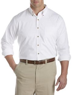 In a lightweight, wrinkle-resistant style, this everyday shirt is a wardrobe staple. Ready to go right out of the dryer, it looks as good buttoned up and tucked in on a work day as it does layered over a T-shirt on the weekends.60% cotton/40% polyesterButton-down collarChest pocketCenter back pleatLong sleeves with adjustable button cuffsStraight hem with side ventsMachine wash; imported 60% cotton/40% polyester Button-down collar Chest pocket Center back pleat Long sleeves with adjustable butto Cotton Collared Shirt Wrinkle-resistant, Cotton Wrinkle-resistant Collared Shirt, Cotton Collared Shirt With Wrinkle Resistance, Wrinkle-resistant Cotton Collared Shirt, Classic Cotton Wrinkle-resistant Tops, Casual Wrinkle-resistant Work Shirt, Casual Business Shirt, Wrinkle-resistant, Casual Business Shirt With Wrinkle-resistant Fabric, Casual Wrinkle-resistant Button-up Top