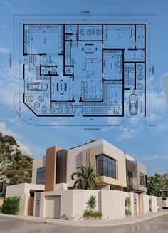 an architectural drawing of a house with blueprints