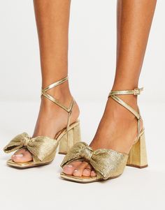 Shoes by ASOS DESIGN Dress from the feet up Adjustable strap Pin-buckle fastening Peep toe High block heel