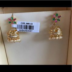 Stunning Indian Jhumkas / Ear Rings With Pearls. Looks Gorgeous On Traditional Wear And For Special Occasions . Condition : New With Tags As Shown In Picture . Rings With Pearls, Traditional Wear, Ear Rings, Pearl Color, Special Occasion, Jewelry Earrings, Women Jewelry, Tags, Women Shopping