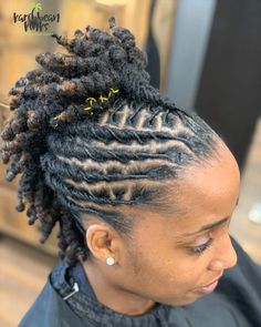 Loc Styles Women Long, Hair Styles For Short Locs For Women, Fancy Loc Styles, Short Dreadlock Hairstyles For Girls, Loc Mohawk Styles, Loc Styles Medium Updo Women, Twisted Hair