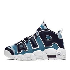 It's nearly impossible to miss Nike Air Uptempo. Debuted in 1996, it is a bold basketball sneaker inspired by oversized objects from ’90’s graffiti and pop art. \n Nike Retro Blue Sneakers, Throwback Blue Basketball Shoes For Streetwear, Blue Sporty Sneakers For Sports Events, Navy Casual Basketball Shoes, Blue High-top Throwback Basketball Shoes, Throwback Blue High-top Basketball Shoes, Throwback Style Blue High-top Basketball Shoes, Nike Blue Throwback Sneakers, Blue Throwback Basketball Shoes