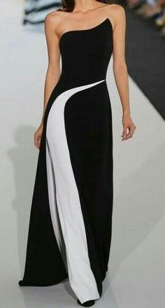 Robes Glamour, Strapless Evening Dress, Black And White Dress, A Line Prom Dresses, Couture Runway, Dresses Elegant, Gala Dresses, Mode Inspiration