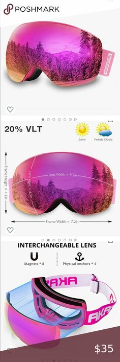 AKASO hot pink ski googles Pink Ski Goggles, Ski Goggles, S K, Snowboarding, Christmas List, Theater, Skiing, Hot Pink, White And Black