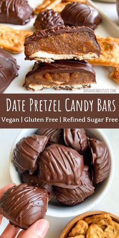 healthy candy bars with dates Date Chocolate Pretzel, Caramel Made From Dates, Quick Snacks For Diabetics, Pbfit Buster Bar, Nut Butter Recipes Desserts, Natural Sugar Desserts, No Refined Sugar Desserts, Date Dessert Recipes, Date Desserts