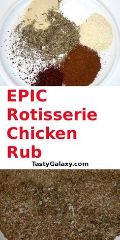 the ingredients to make rotissee chicken rub on a white plate