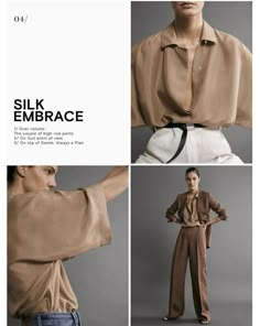 three photos of a woman with her hands on her hips and the words silk embrace