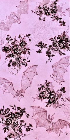 purple bat and flowers with spider webs in the middle on a lilac background