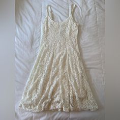 New! White Lace Dress, American Eagle, Size Xs, Tags Still On, Never Worn White Casual Lace Dress For Spring, Casual White Mini Lace Dress, Casual White Mini Length Lace Dress, Casual White Lace Brunch Dress, Casual Off White Lace Mini Dress, Casual White Lace Dress For Brunch, Casual Off-white Lace Mini Dress, White Spaghetti Strap Dress, Mock Neck Sweater Dress