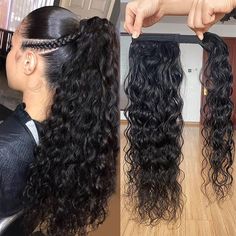 PRICES MAY VARY. 💖 Magic paste ponytail human hair extension. Water Wave hair, 100% human hiar. Does not contain any synthetic materials. Soft natural, reusable, washable. no shedding, durable, reusable, and can last long more than 6 months. 💖 The color is 1b natural black, It's not jet black. 110-130g/pcs, the longer the ponytail hair, the heavier the weight, blend seamlessly with you hair. I think you will be satisfied with our ponytail extensions because it is perfectly to add length, volume and change style. 💖 This magic paste ponytail extension is easy to wear, and the magic paste can hold the ponytail well, you could change your hair styles easily. 4.5x5 inch hairnet, 1 clip on the hairnet, just few seconds and you will get a long thick ponytail like magic. 💖 Sexy looks, suitable Wrap Around Ponytail, Clip In Ponytail Extensions, Brazilian Straight Hair, Clip In Ponytail, Ponytail Extension, Ponytail Styles, Straight Human Hair, Brazilian Human Hair, Real Human Hair