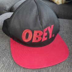 OBEY Hat Black Red Embroidered Logo Snapback Cap Adult One Size | eBay Red Snapback Hat With Logo Patch, Red Fitted Cap For Streetwear, Red Snapback Cap With Logo Patch, Red Snapback Hat With Logo Patch For Streetwear, Red Snapback Baseball Cap For Streetwear, Red Snapback Hat With Embroidered Logo One Size, Adjustable Red Baseball Cap With Logo Patch, Red Adjustable Dad Hat For Streetwear, Red Cotton Snapback Hat For Streetwear