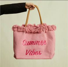 Summer Handbag Bag Tassel Letter Embroidery Casual Underarm Bag fashion Simple Travel Tote Canvas Bag Large Capacity Shoulder Bag . Canvas Beach Tote, Zara Summer, Large Beach Bags, Letter Bag, Summer Handbags, Embroidered Canvas, Tassel Bag, Beach Tote Bags, Beach Tote