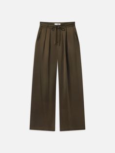 Long Silk Trouser -- Rich Military Dramatic Silhouette, Frame Store, Silk Trousers, Fall Clothes, Waist Tie, Fall Outfits, Full Length, Wide Leg, High Rise