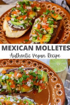 mexican mollets with avocado, tomatoes and cilantro on top