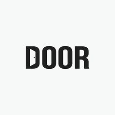 the word door written in black on a white background