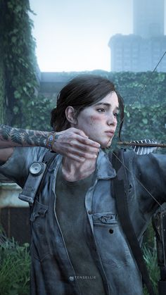 the last of us's character is aiming with her bow