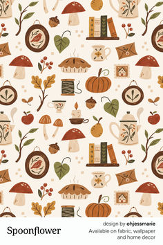 the cover of spoonflower designs by piposomaire available on fabric, wallpaper and home decor