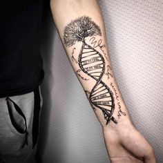 a man's arm with a tattoo on it and a tree in the middle