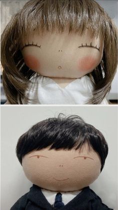 two dolls with different hair styles and clothes